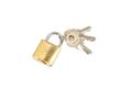 Metal padlock and key 
